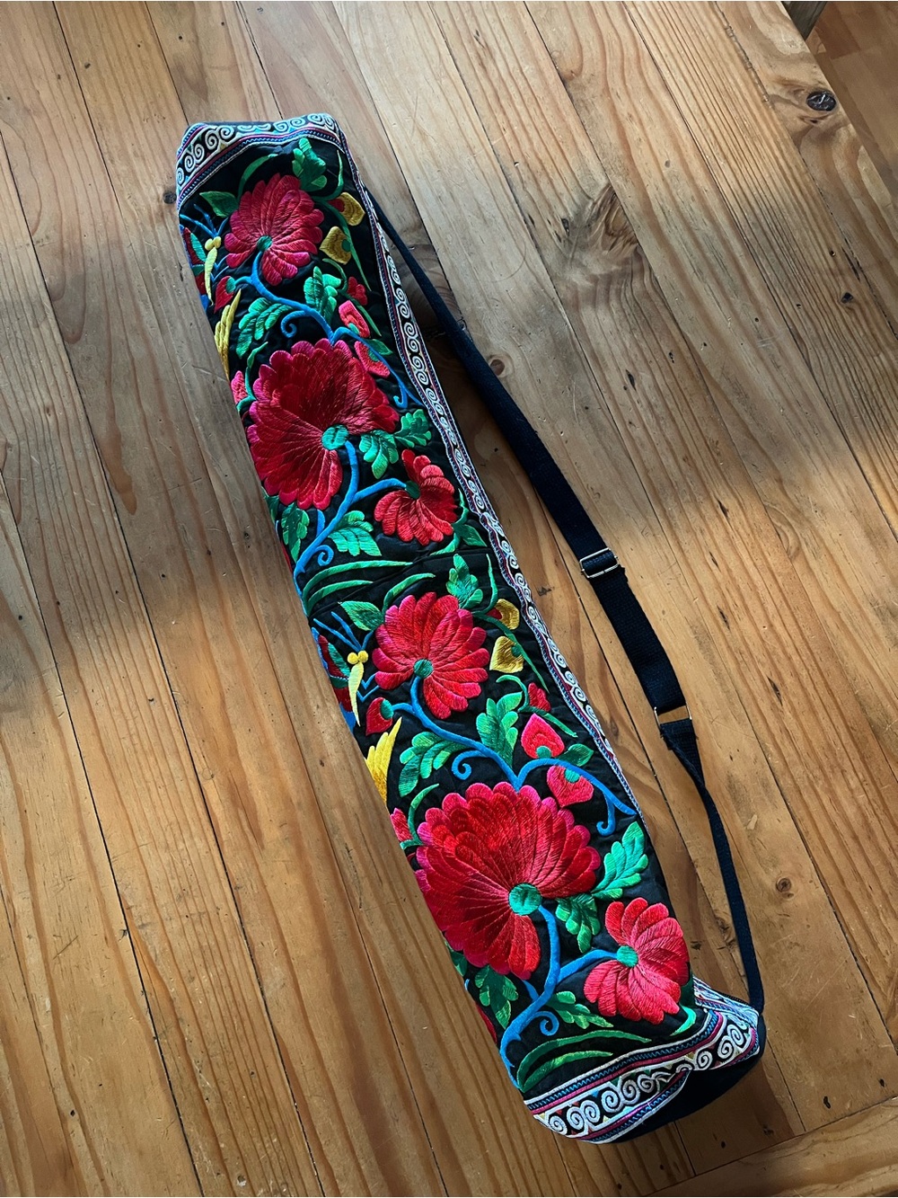 Embroidered Floral Hmong Tribe Yoga Mat Bag w/Strap BRAND NEW NO TAGS
